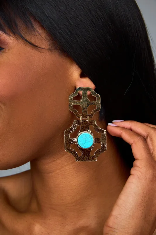 Stacey Statement Earrings - Turquoise sold by Buddy Love