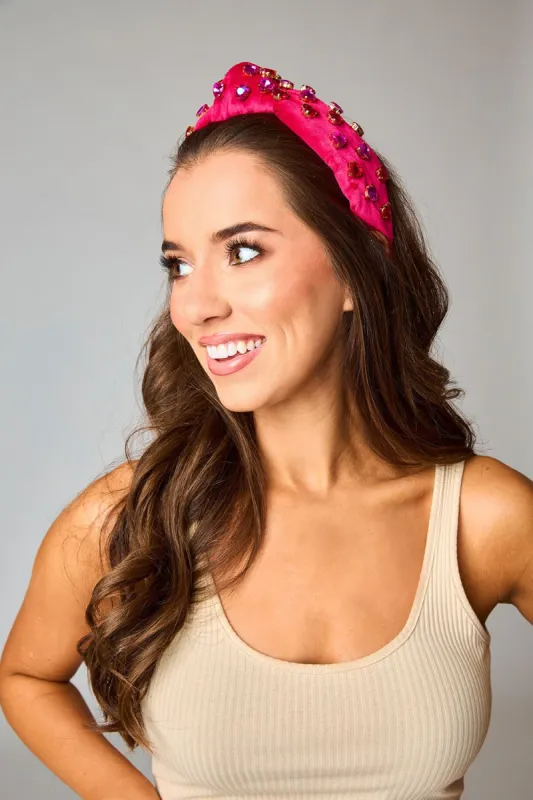 Eleanor Heart Crystal Headband - Hot Pink sold by Buddy Love