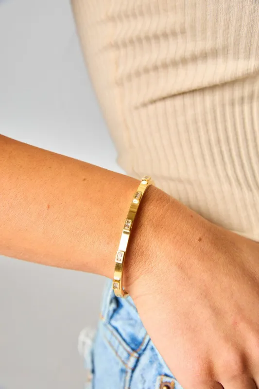Diamond Baguette Stackable Bracelet - Gold sold by Buddy Love