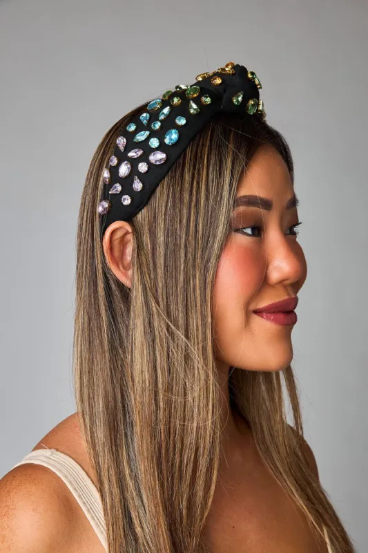Eleanor Rainbow Crystal Headband - Black sold by Buddy Love