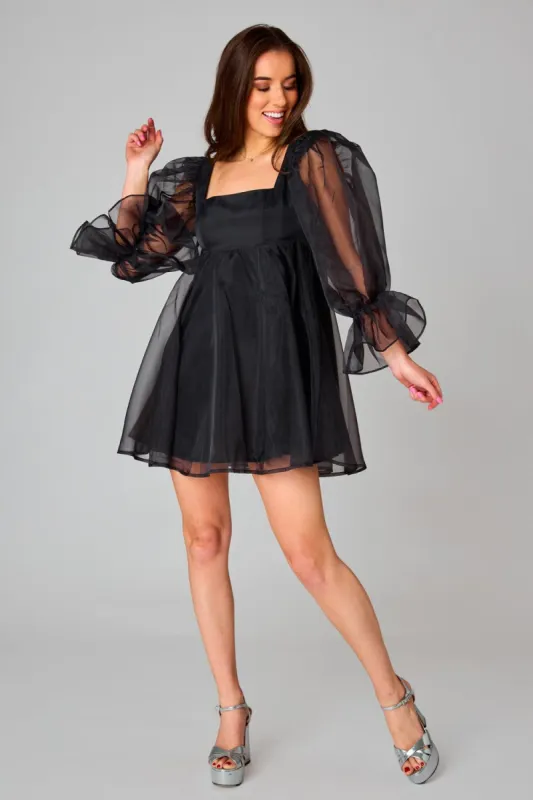 Betsy Puff Sleeve Babydoll Dress - Raven sold by Buddy Love