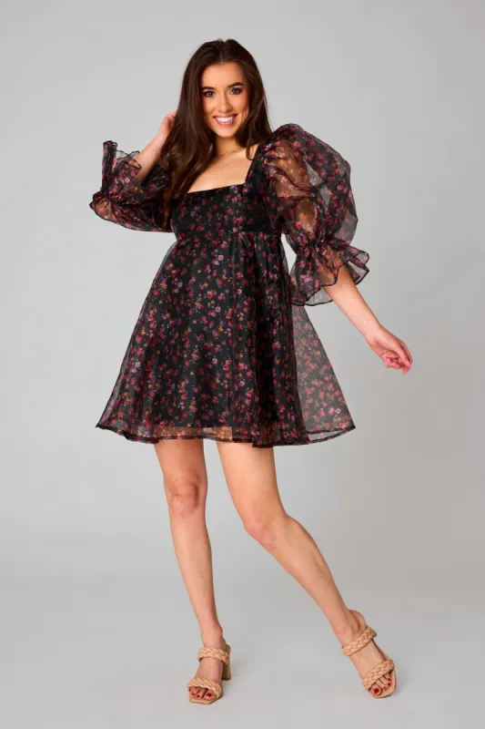 Betsy Puff Sleeve Babydoll Dress - Floral Fantasy sold by Buddy Love