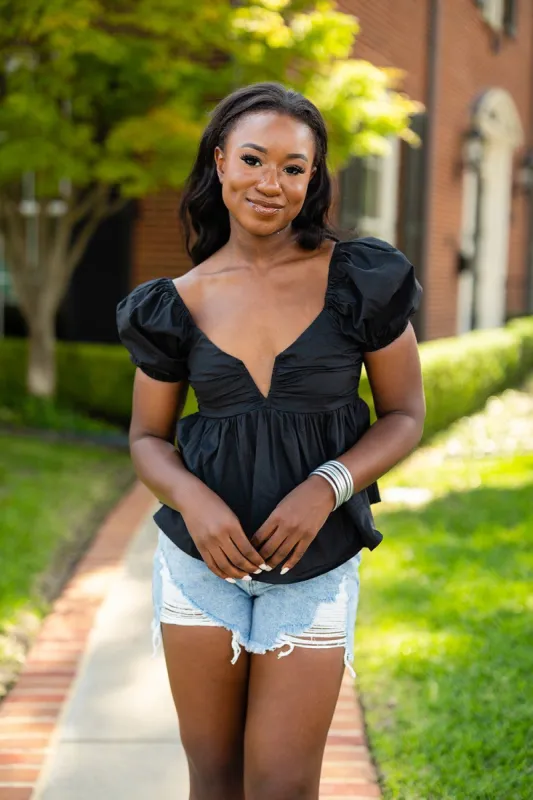 BuddyLove Houston Puff Sleeve Top - Black sold by Buddy Love