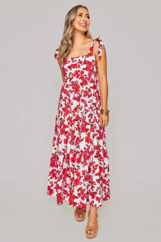 Arlene Tie-Shoulder Maxi Dress - Scarlet Flower sold by Buddy Love