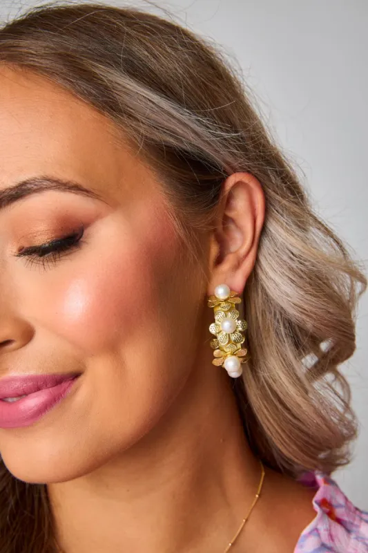 Daisy Pearl Hoop Earring - Gold sold by Buddy Love