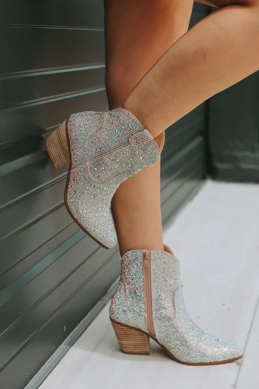 Harlow Rhinestone Boots - Silver sold by Buddy Love
