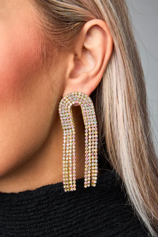 Rhinestone Chain Drop Earrings - Iridescent sold by Buddy Love