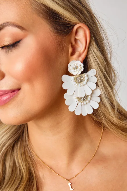 Natalie Statement Earrings - White sold by Buddy Love