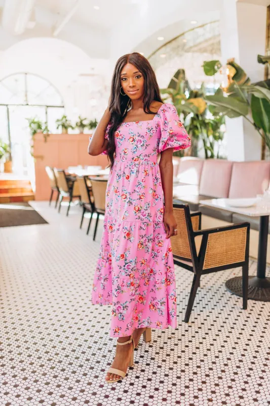 BuddyLove Posie Puff Sleeve Maxi Dress - Corsage sold by Buddy Love