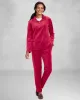 Appleseeds Women's Velour Henley Set - Red - XL - Misses sold by Buff