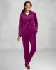 Appleseeds Women's Velour Henley Set - Red - XL - Misses sold by Buff