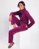 Appleseeds Women's Velour Henley Set - Red - XL - Misses sold by Buff