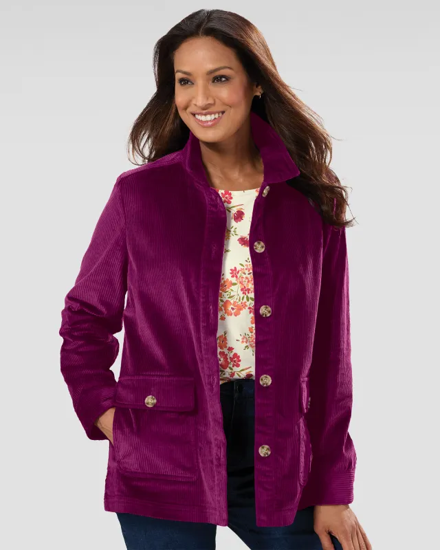 Appleseeds Women's Wide-Wale Corduroy Shirt Jacket - Purple - LPS - Petite Short sold by Buff