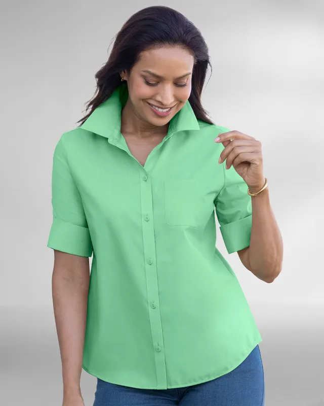 Appleseeds Women's Foxcroft® Elbow-Sleeve Camp Shirt - Red - 16W - Womens Plus sold by Buff
