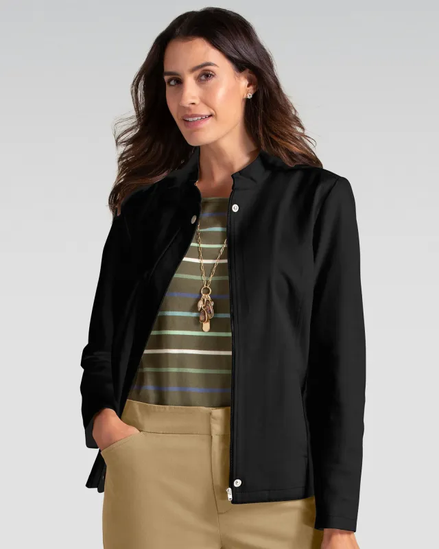 Appleseeds Women's Dennisport Zip-Front Jacket - Black - S - Misses sold by Buff