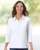 Appleseeds Women's Essential Cotton Solid Three-Quarter-Sleeve Polo - Blue - M - Misses sold by Buff