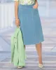 Appleseeds Women's Classic Knit Denim Skirt - Denim - PL - Petite sold by Buff