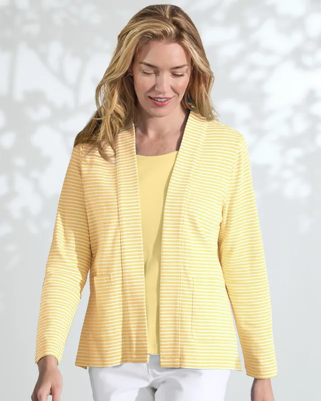 Appleseeds Women's Coastal Cotton Striped Cardigan  - Multi - L - Misses sold by Buff