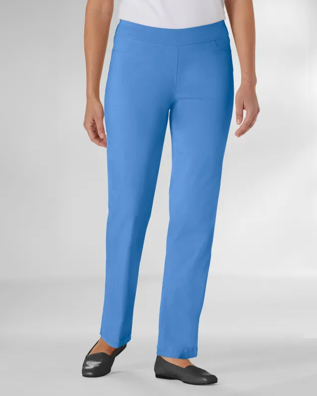 Appleseeds Women's SlimSation® Straight-Leg Pants - Blue - 16P - Petite sold by Buff