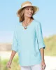 Appleseeds Women's Solid Button-Pocket Popover - Blue - PS - Petite sold by Buff