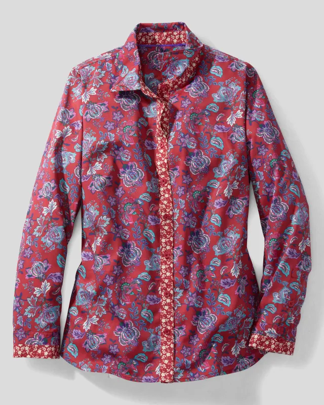 Appleseeds Women's Ornate Flowers Blouse - Multi - PS - Petite sold by Buff