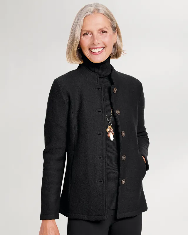 Appleseeds Women's Boiled-Wool Jacket - Black - XLPS - Petite Short sold by Buff