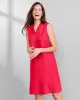 Appleseeds Women's Linen-Blend Ruffle-Neck Dress - Red - PL - Petite sold by Buff