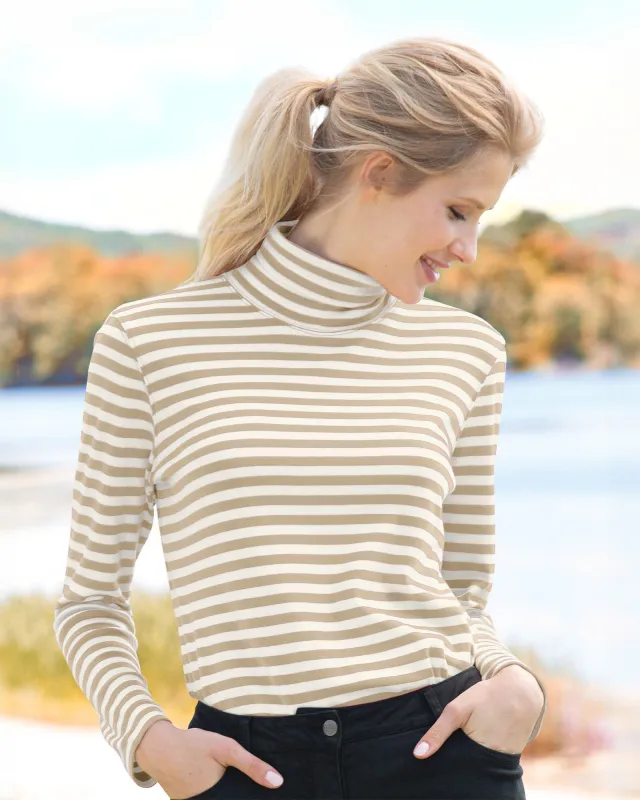 Appleseeds Women's Essential Cotton Long-Sleeve Striped Turtleneck - Multi - 2X - Womens Plus sold by Buff
