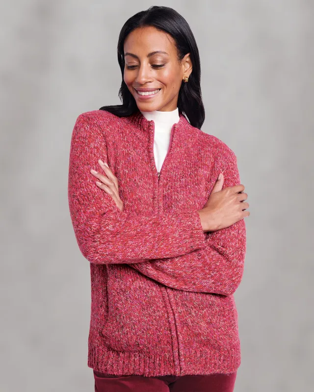 Appleseeds Women's Cozy Soft Zip-Front Cardigan - Multi - PL - Petite sold by Buff
