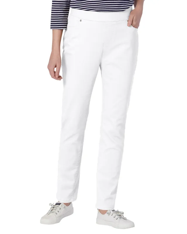 Appleseeds Women's Liberty Knit Denim Slim Pull-On Jeans - White - PL - Petite sold by Buff