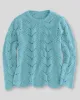 Appleseeds Women's Pointelle Pullover - Blue - XL - Misses sold by Buff