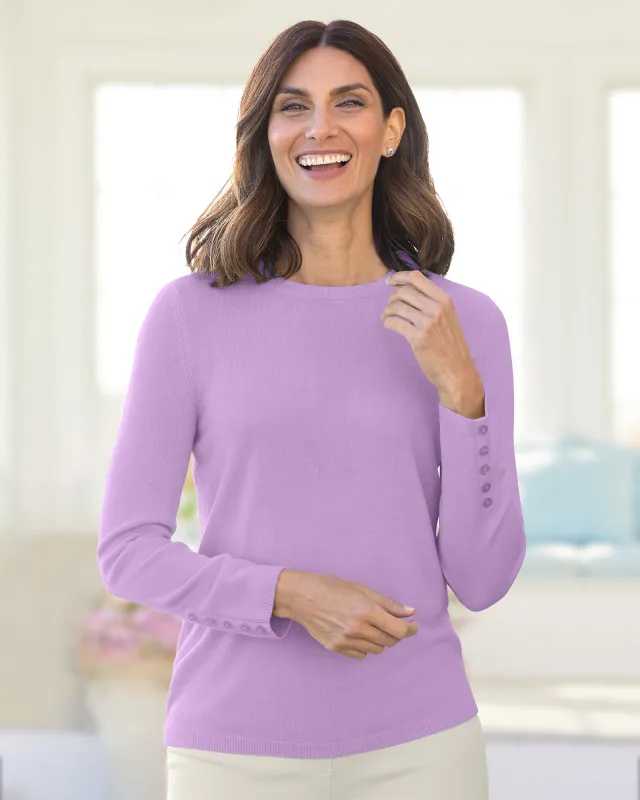Appleseeds Women's Spindrift™ Long-Sleeve Button-Cuff Sweater - Purple - 3X - Womens Plus sold by Buff