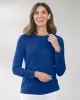 Appleseeds Women's Spindrift™ Long-Sleeve Button-Cuff Sweater - Blue - S - Misses sold by Buff