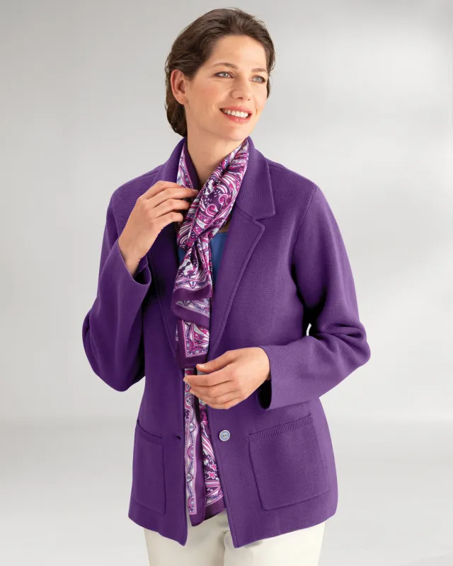 Appleseeds Women's Bayside Cotton Sweater Blazer - Purple - L - Misses sold by Buff