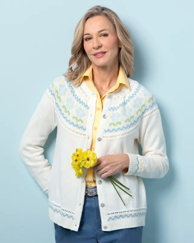 Appleseeds Women's Limited-Edition Spring Fair Isle Cardigan - Multi - M - Misses sold by Buff