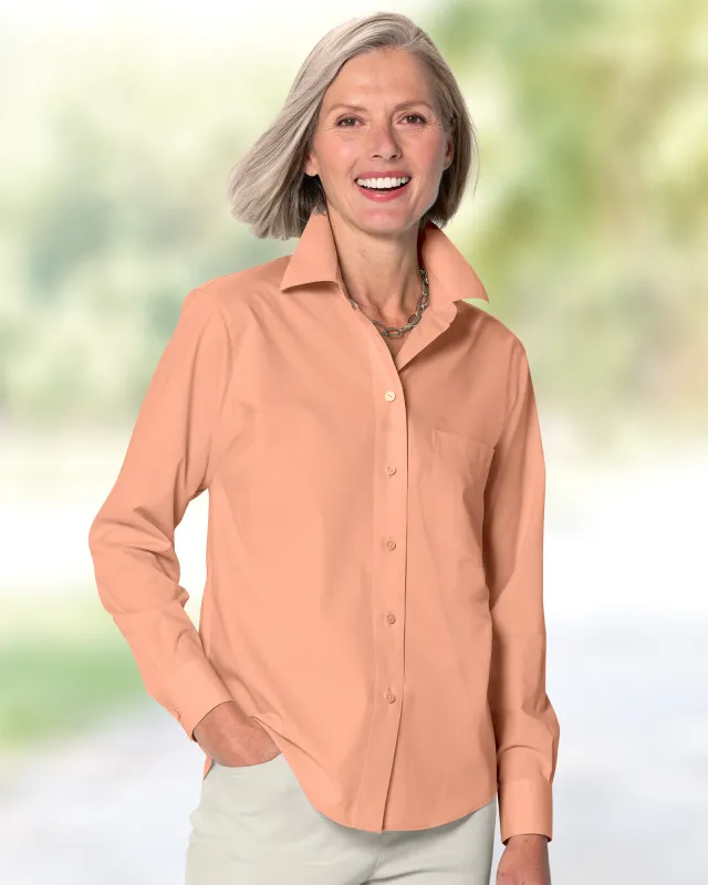 Appleseeds Women's Foxcroft Classic-Fit Solid Shirt - Orange - 4 - Petite sold by Buff