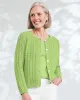 Appleseeds Women's Bayside Cotton Textured-Solid Cardigan - Green - PL - Petite sold by Buff
