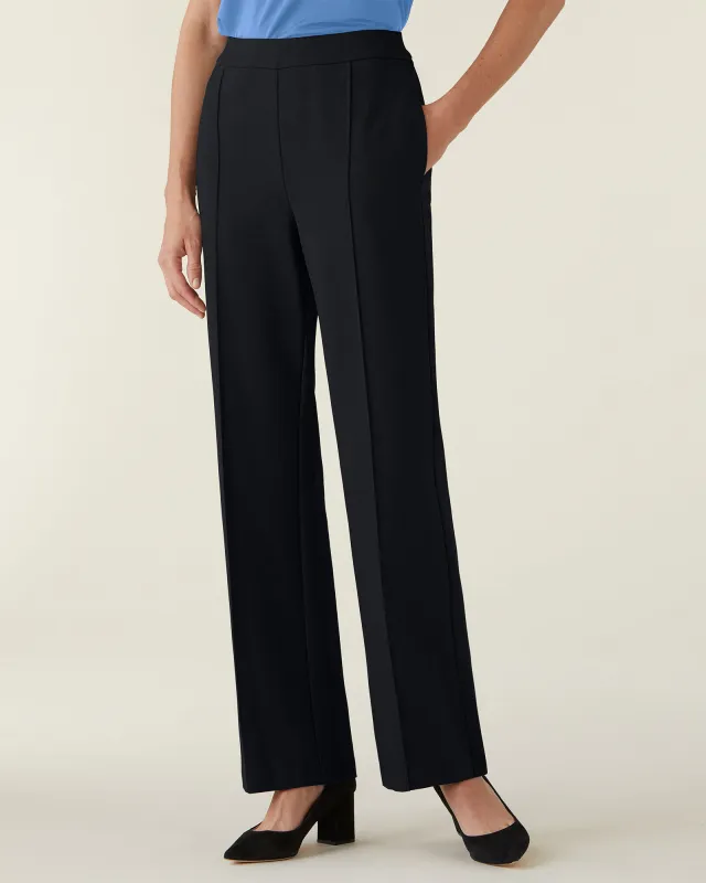 Appleseeds Women's Slimtacular® Ponte Wide-Leg Pants - Black - PL - Petite Short sold by Buff