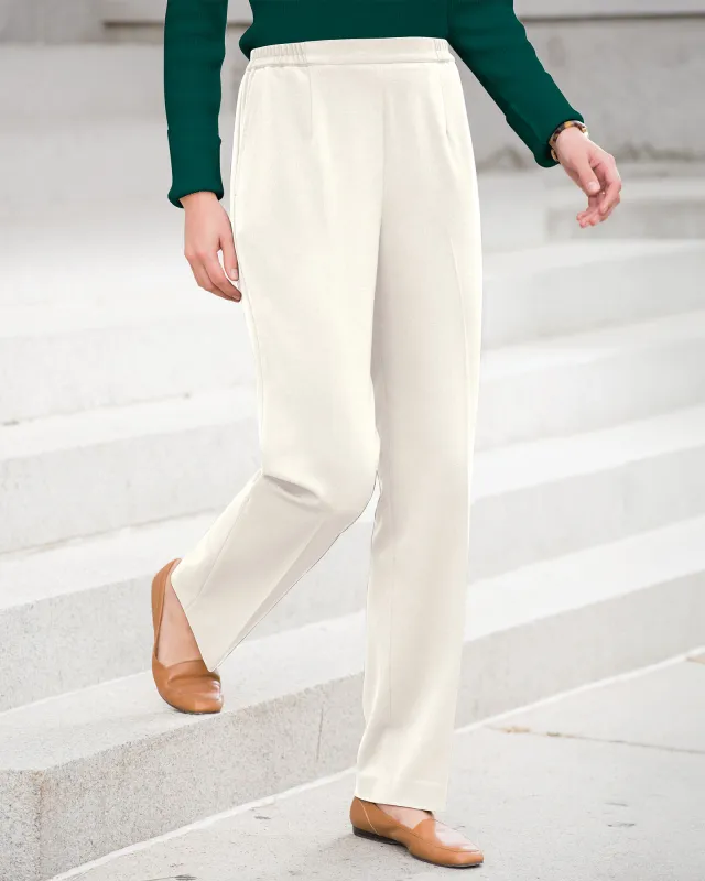 Appleseeds Women's Washable Gabardine Pull-On Pants - Ivory - 8P - Petite sold by Buff