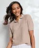 Appleseeds Women's Linen/Cotton Honeycomb Polo - Multi - XL - Misses sold by Buff