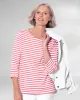 Appleseeds Women's Essential Cotton Striped Three-Quarter-Sleeve Tee - Multi - PL - Petite sold by Buff