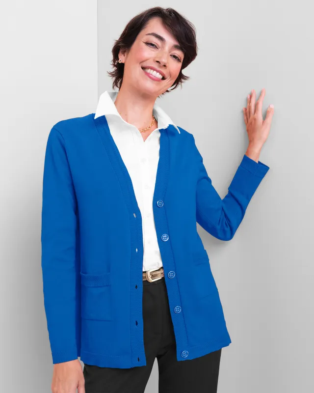 Appleseeds Women's Madison V-Neck Cardigan - Blue - S - Misses sold by Buff