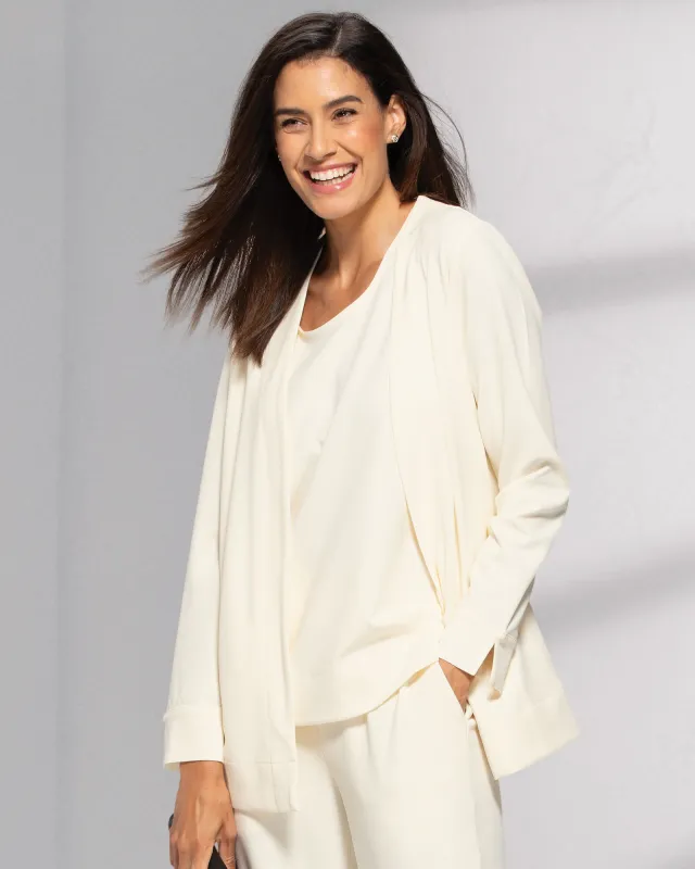 Appleseeds Women's Norm Thompson™ Travel Knit Cardigan - White - M - Misses sold by Buff