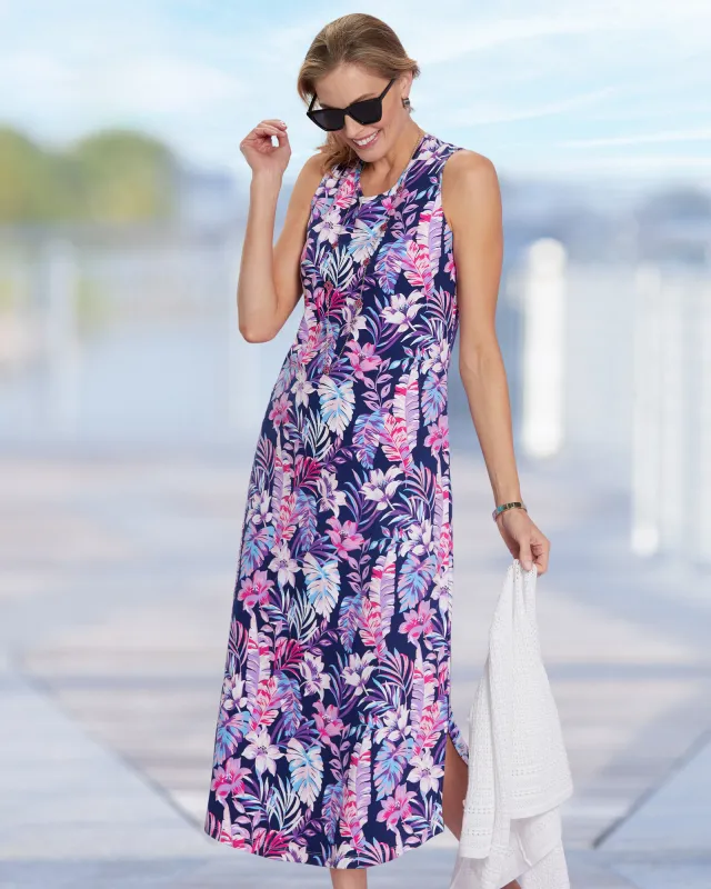 Appleseeds Women's Boardwalk Knit Tropical Floral Maxi Dress - Multi - S - Misses sold by Buff