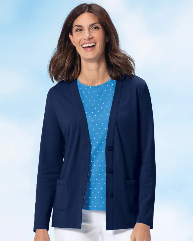 Appleseeds Women's Kate Everyday Knit Cardigan - Blue - 3X - Womens Plus sold by Buff