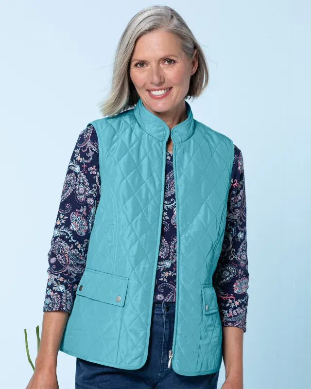 Appleseeds Women's Berkshire Solid Quilted Vest - Blue - 3X - Womens Plus sold by Buff