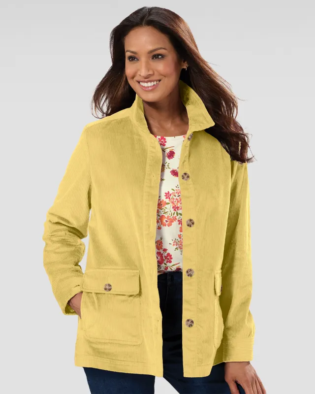 Appleseeds Women's Wide-Wale Corduroy Shirt Jacket - Yellow - LPS - Petite Short sold by Buff