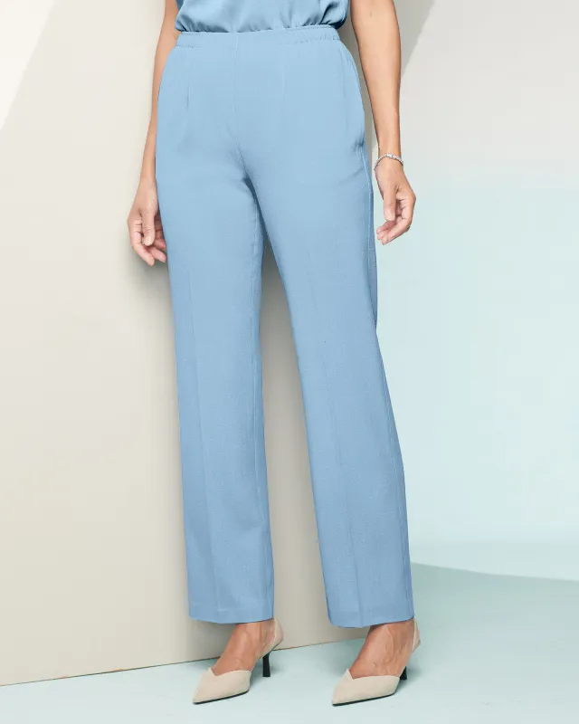 Appleseeds Women's Look-of-Linen Straight Leg Pull-On Pants - Blue - 3X - Womens Plus sold by Buff