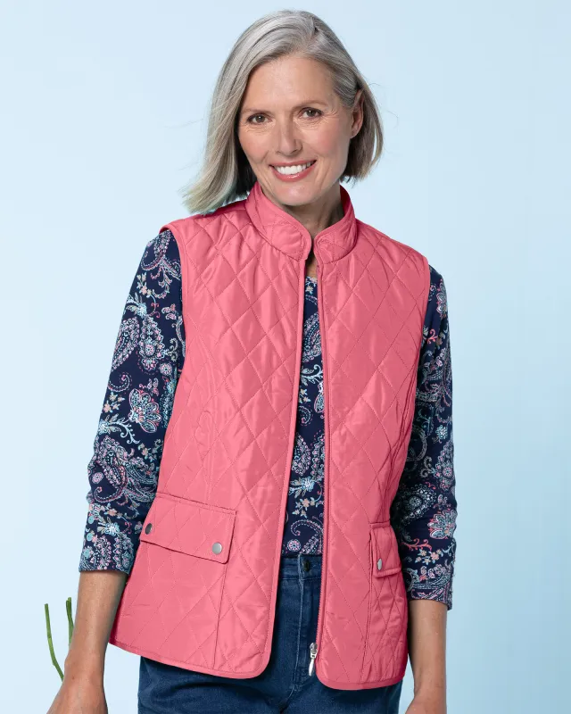 Appleseeds Women's Berkshire Solid Quilted Vest - Pink - PL - Petite sold by Buff