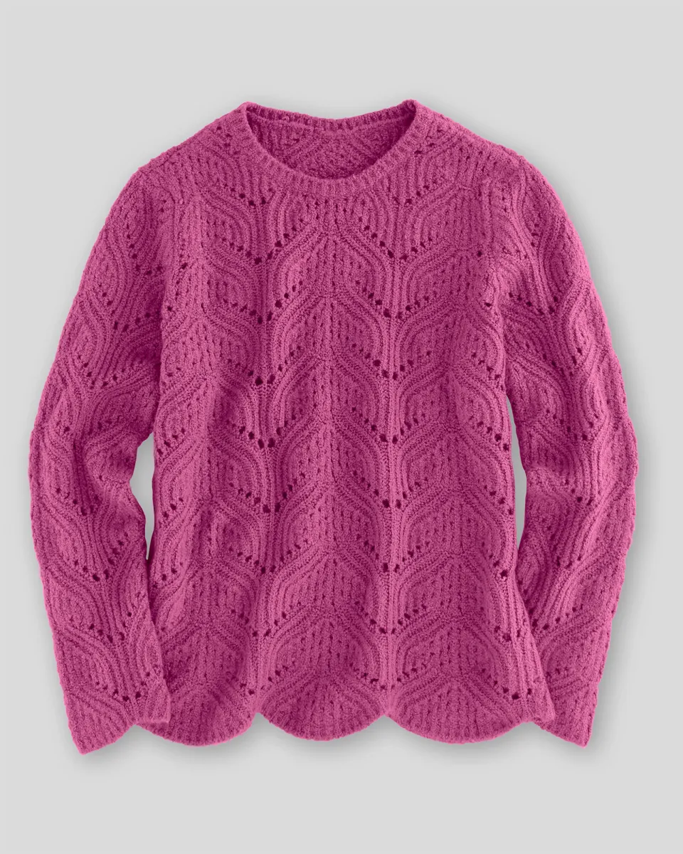 Appleseeds Women's Pointelle Pullover - Pink - S - Misses sold by Buff